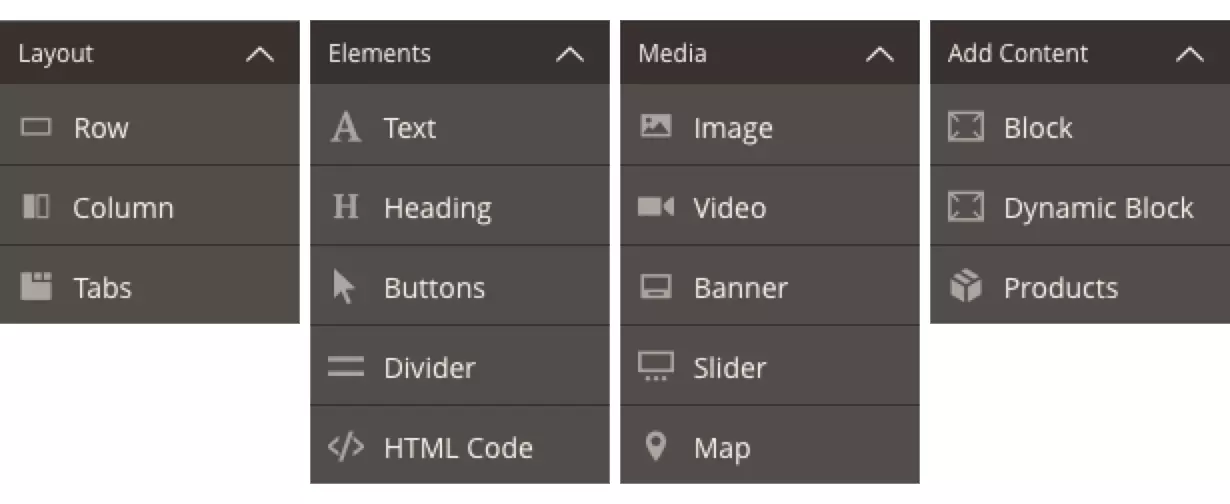 Content types in Page Builder