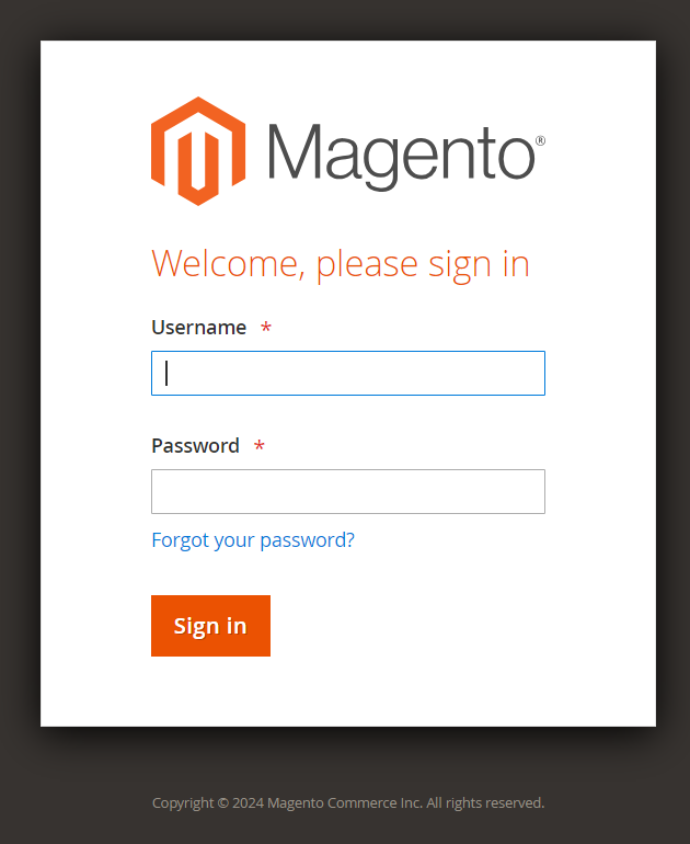 step 1: log into magento account