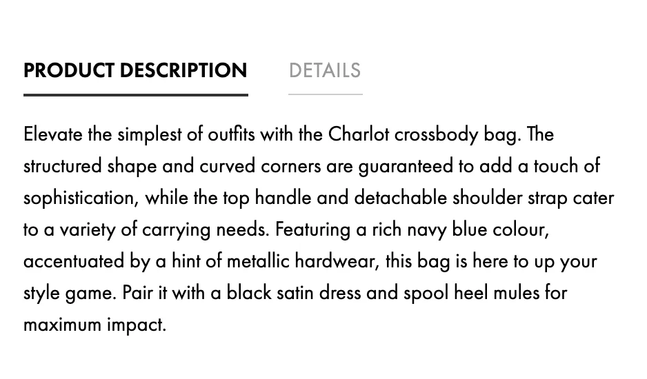 Charlot Crossbody Bag Description