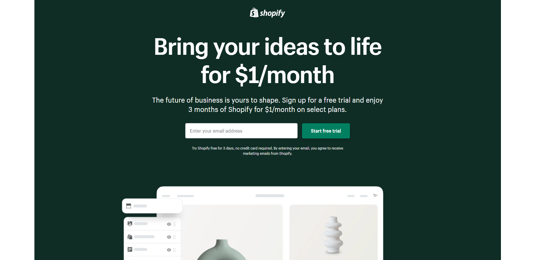 Use Shopify for $1/month