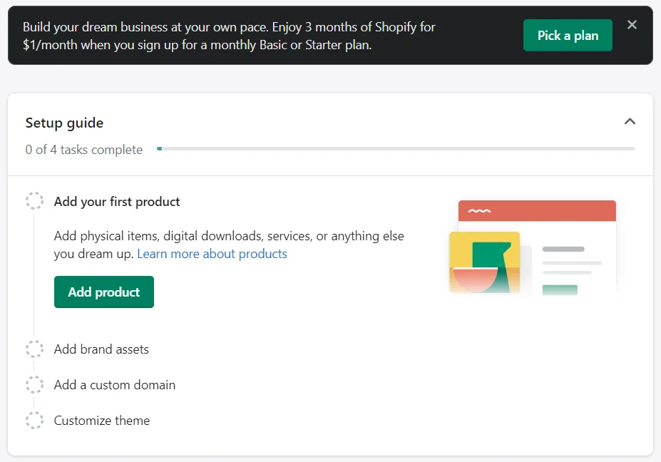 Shopify admin dashboard