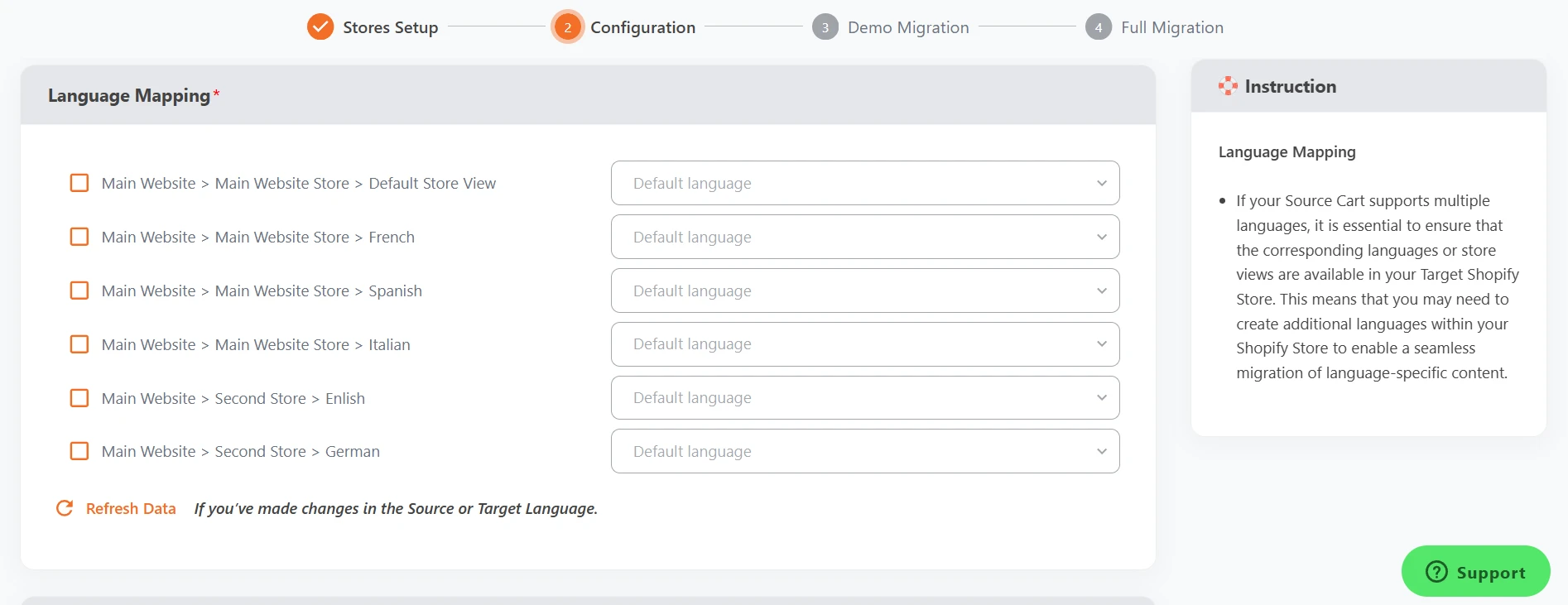 Step 2c: Map language and order status