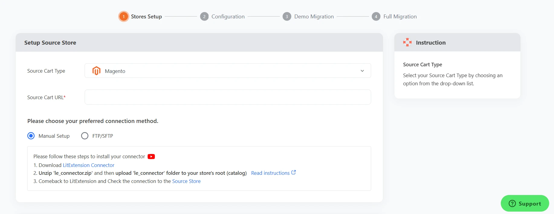 Step 1: Setup source cart