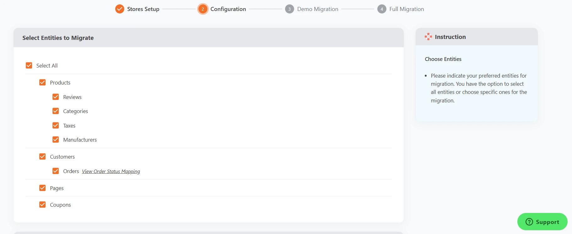 Step 2: Select migration entities