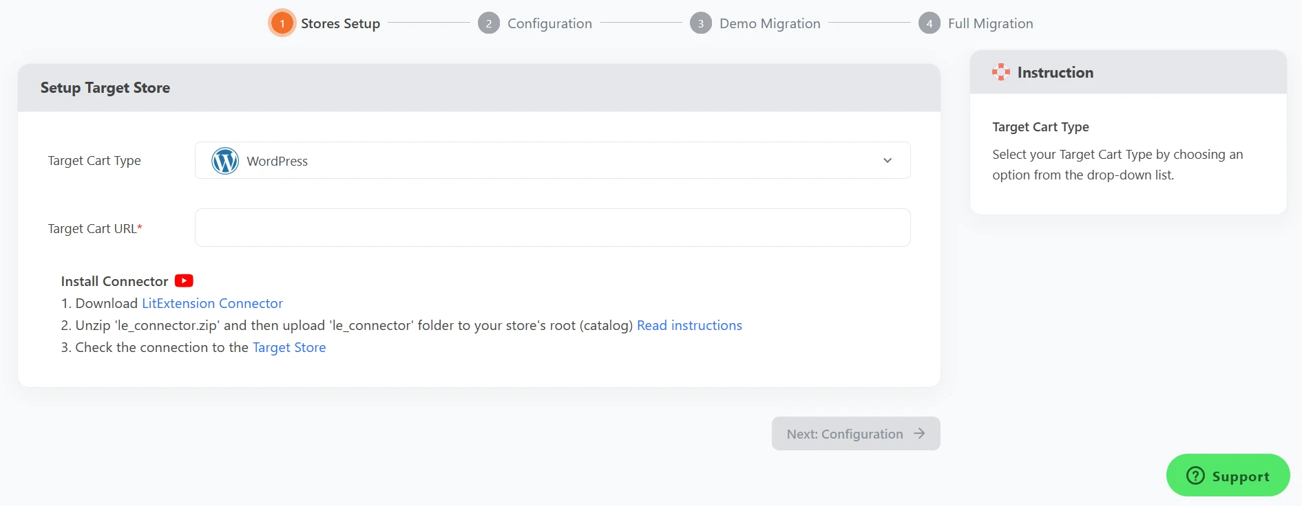 Step 1b: Set up target store