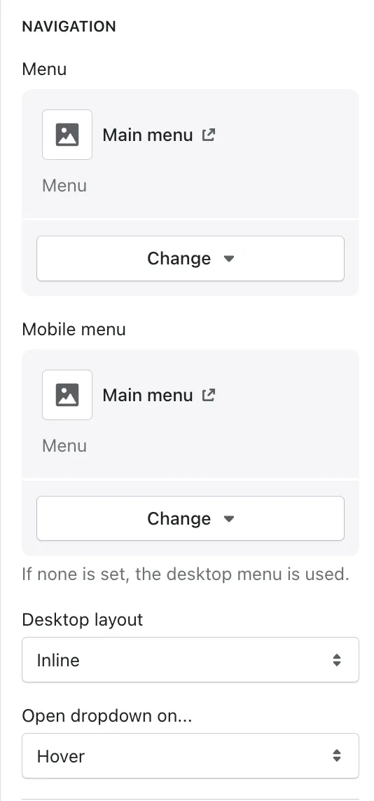 Sidebar menu navigation