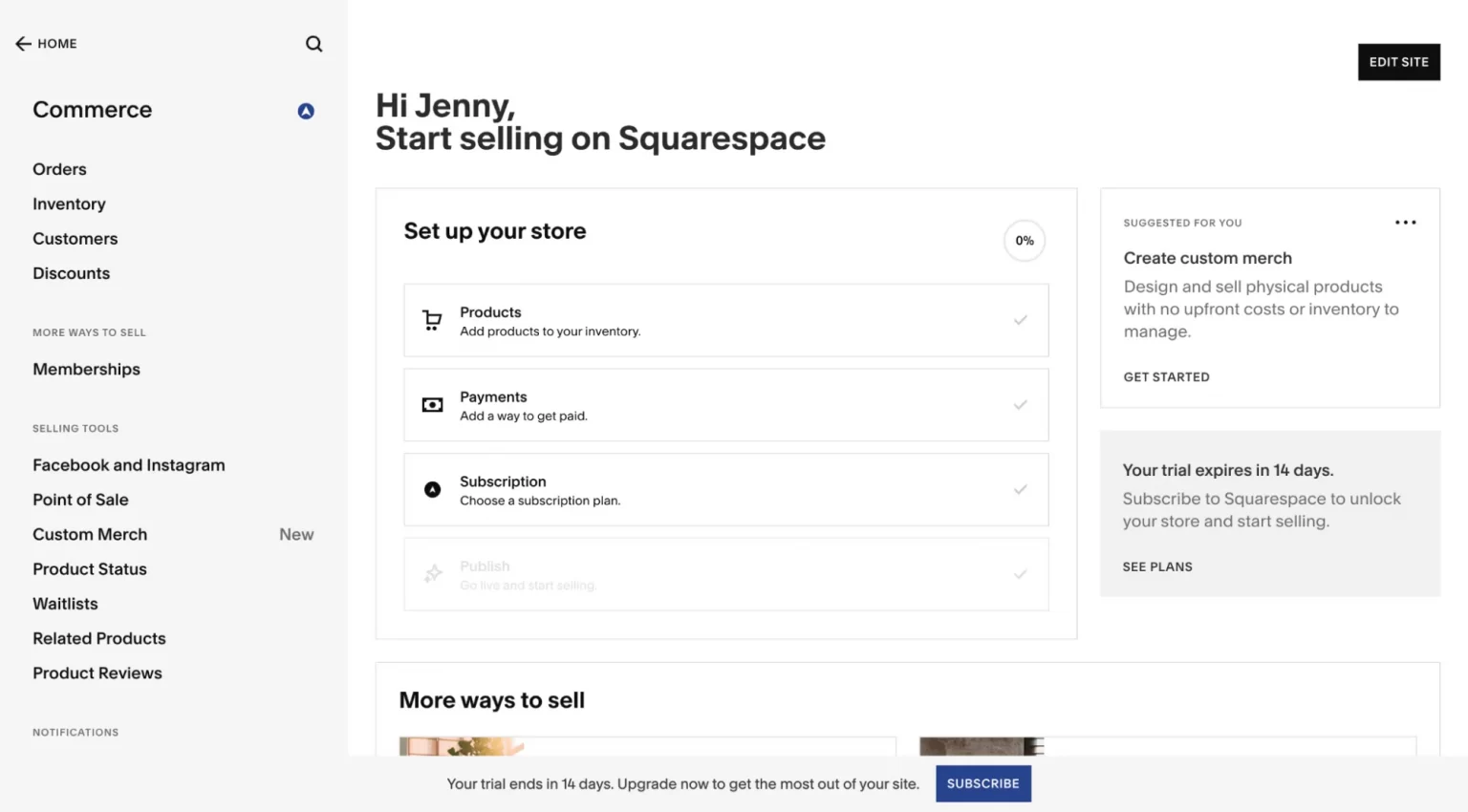 Squarespace Dashboard