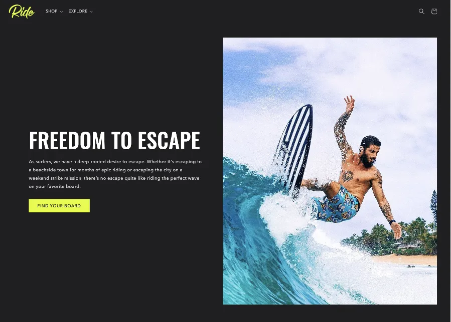 free shopify themes ride