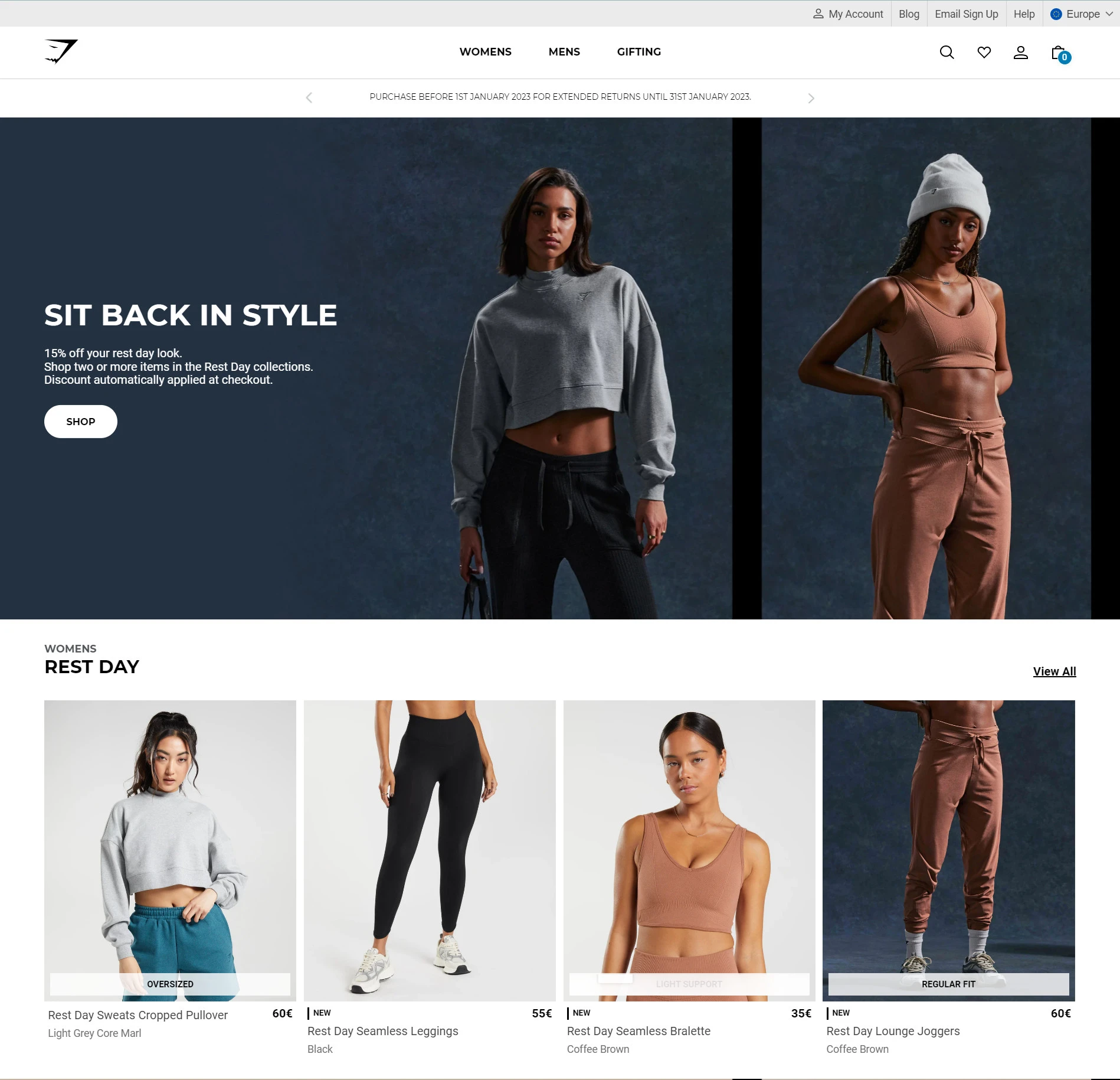 You can view Gymshark’s full homepage here for more inspiration
