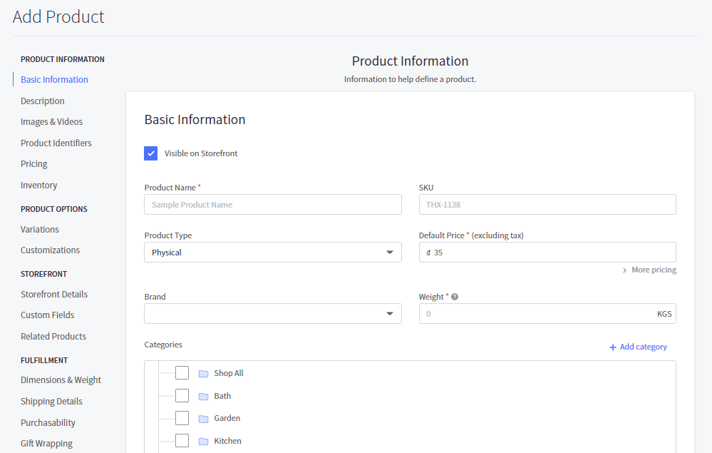 Add products to BigCommerce