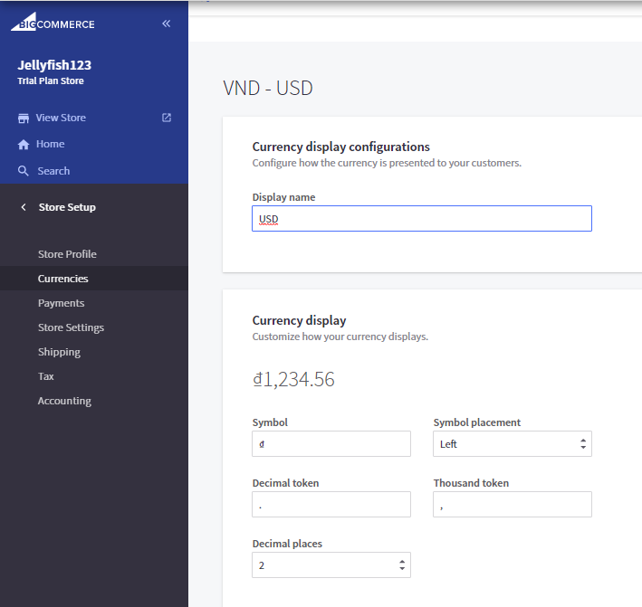 BigCommerce display currency