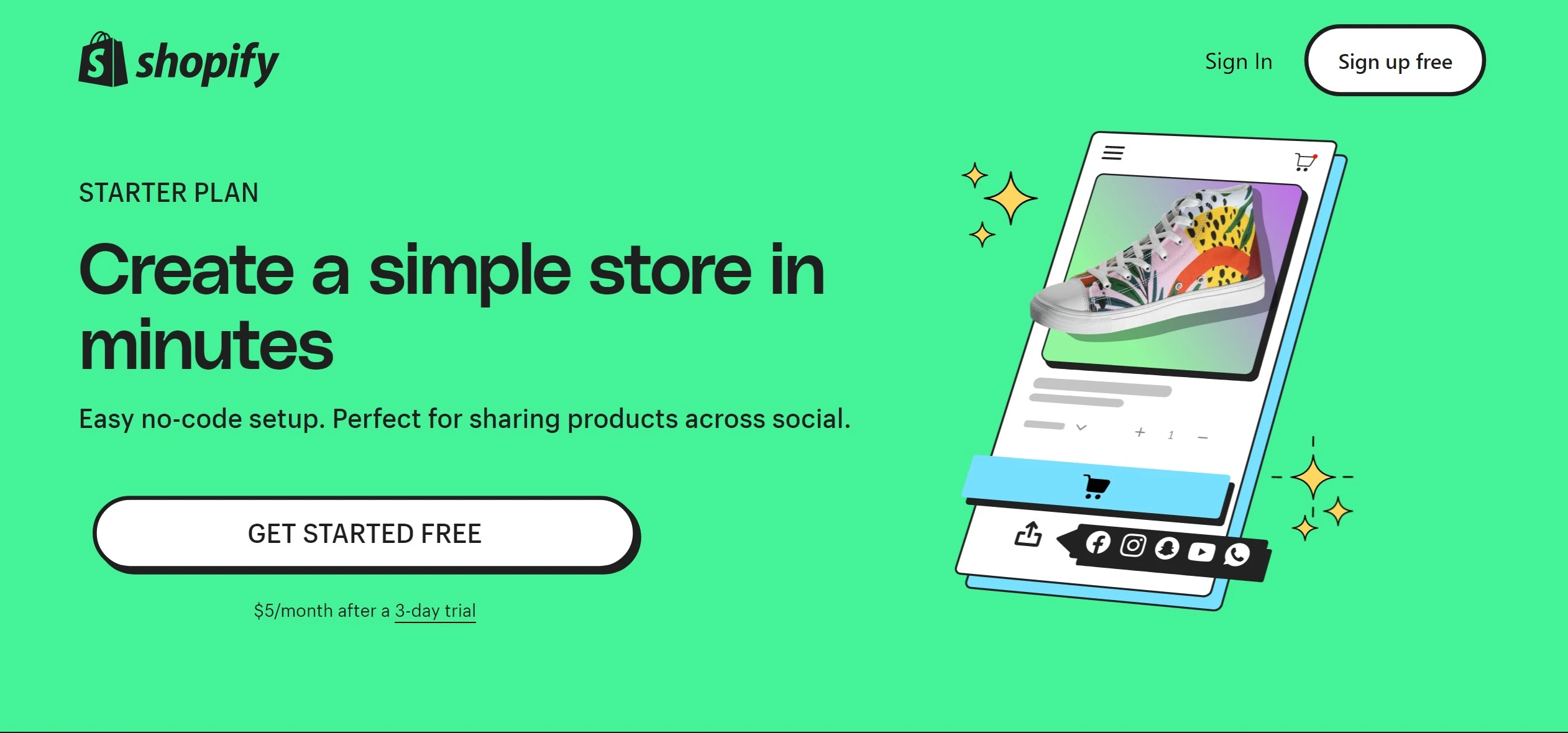 Shopify Starter page