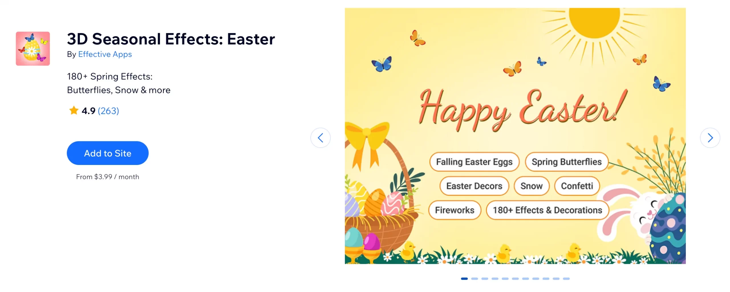 3D Seasonal Effects: Easter Wix plugin