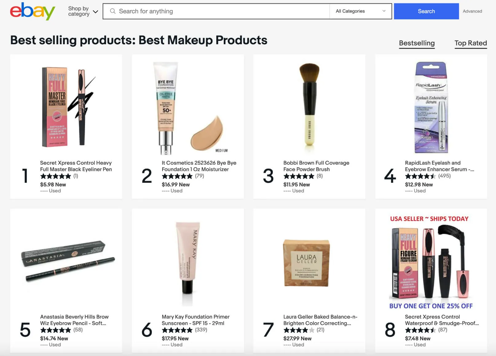 Beauty products on eBay