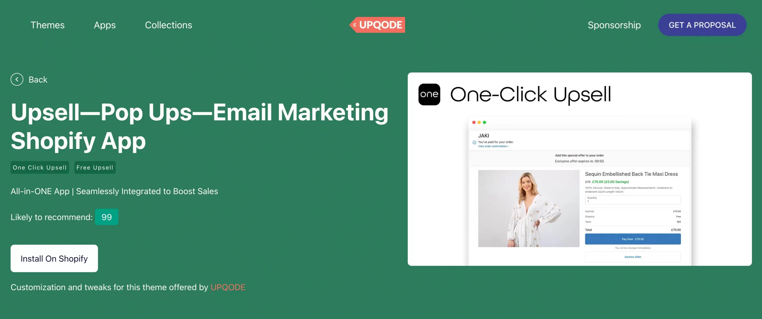 ONE Upsell is one of best email marketing apps for Shopify