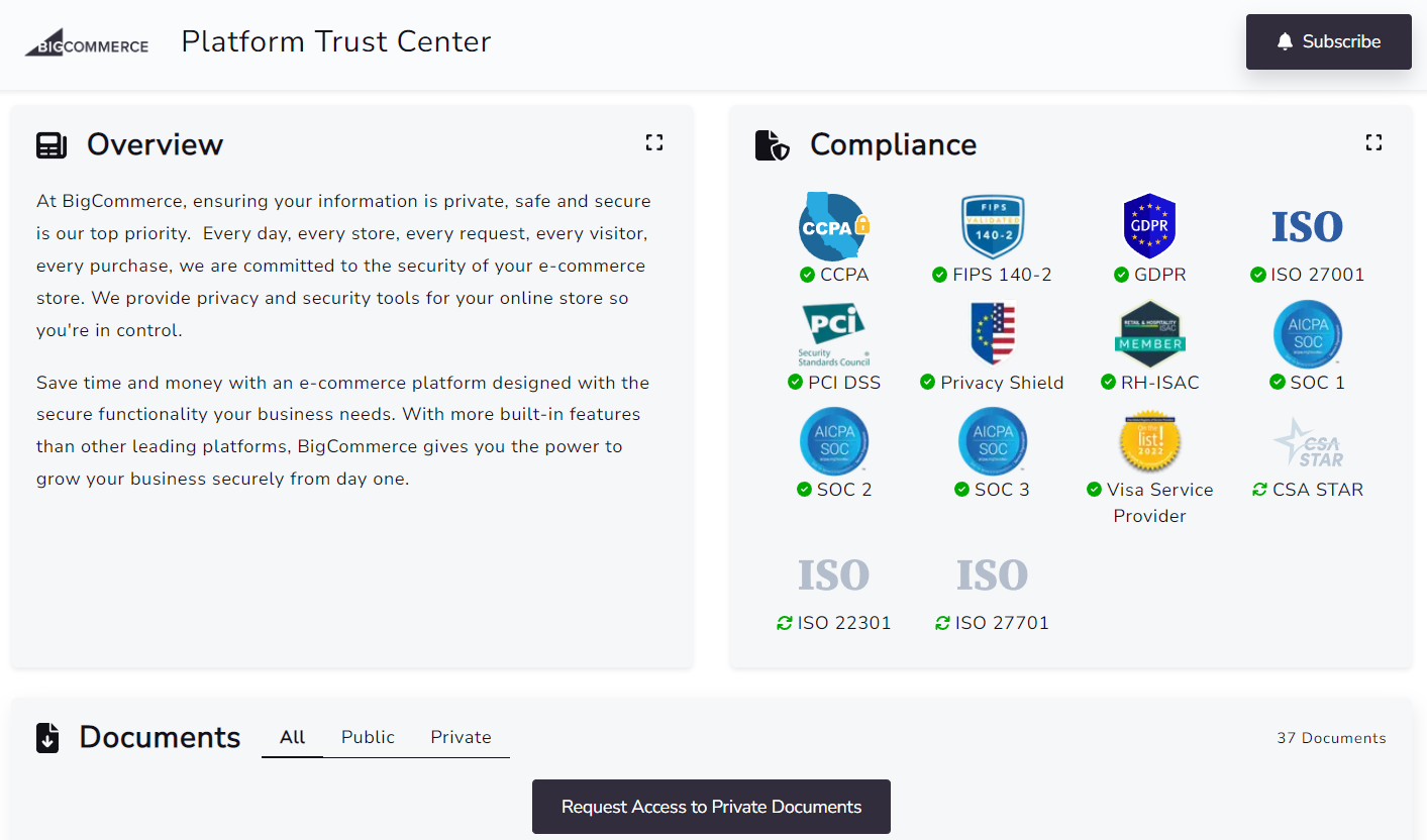 BigCommerce Platform Trust Center