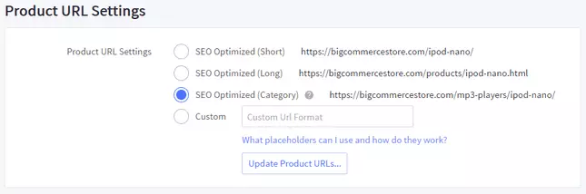BigCommerce Product URL Settings