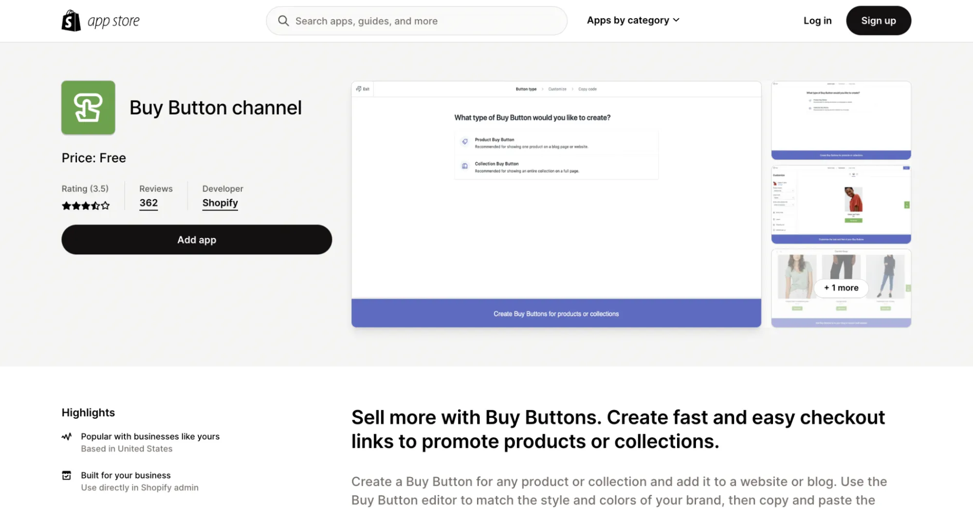 Find Shopify Buy Button app