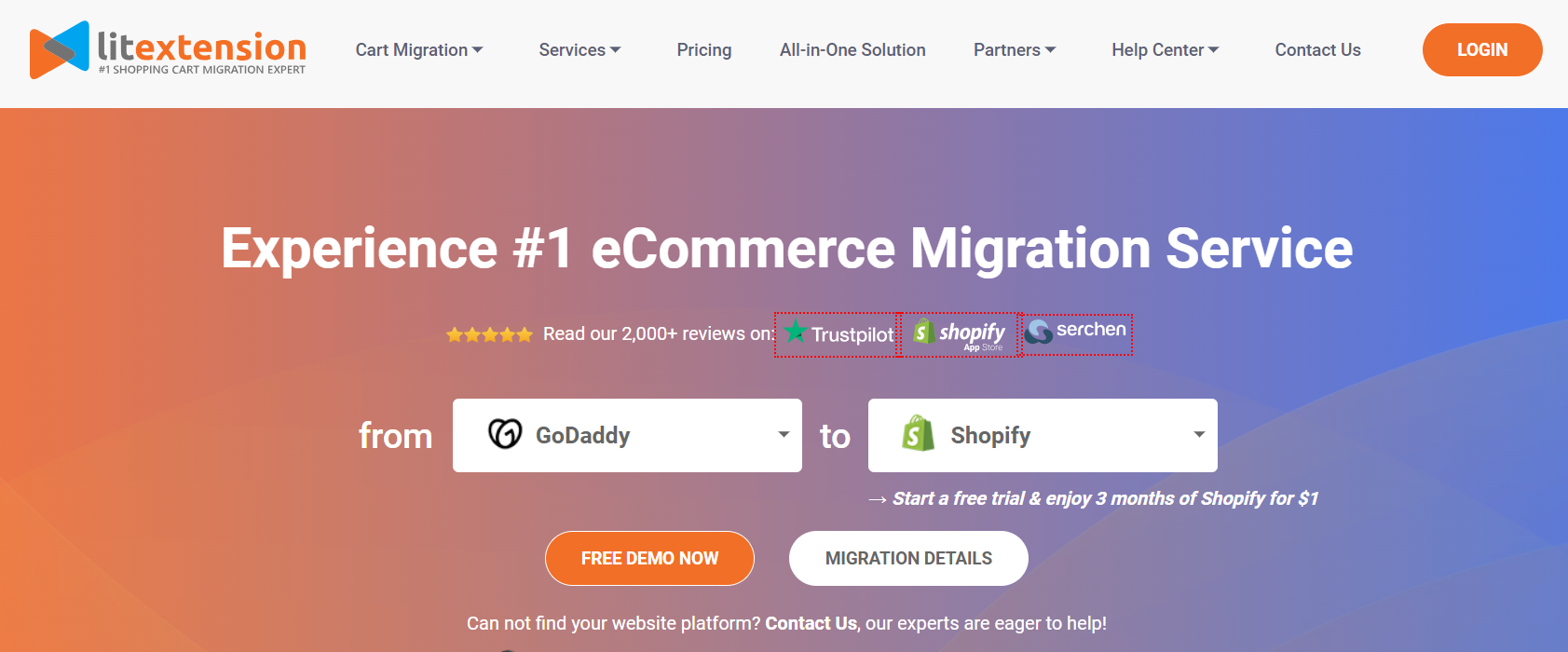 Migrate from GoDaddy to Shopify with LitExtension