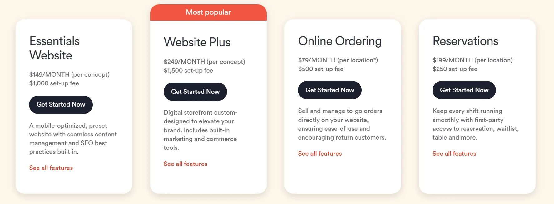 best website builders for restaurants BentoBox pricing