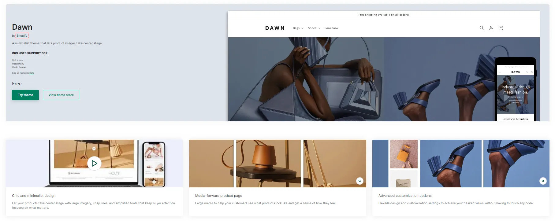 Shopify theme Dawn one of the best Shopify themes for clothing store 