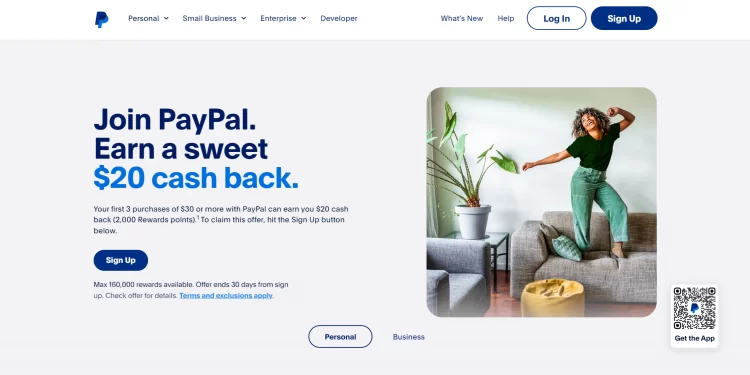 Paypal homepage