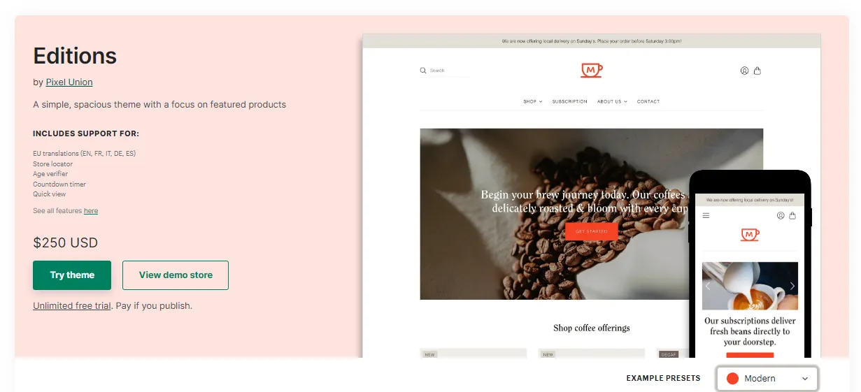 Shopify Editions themes