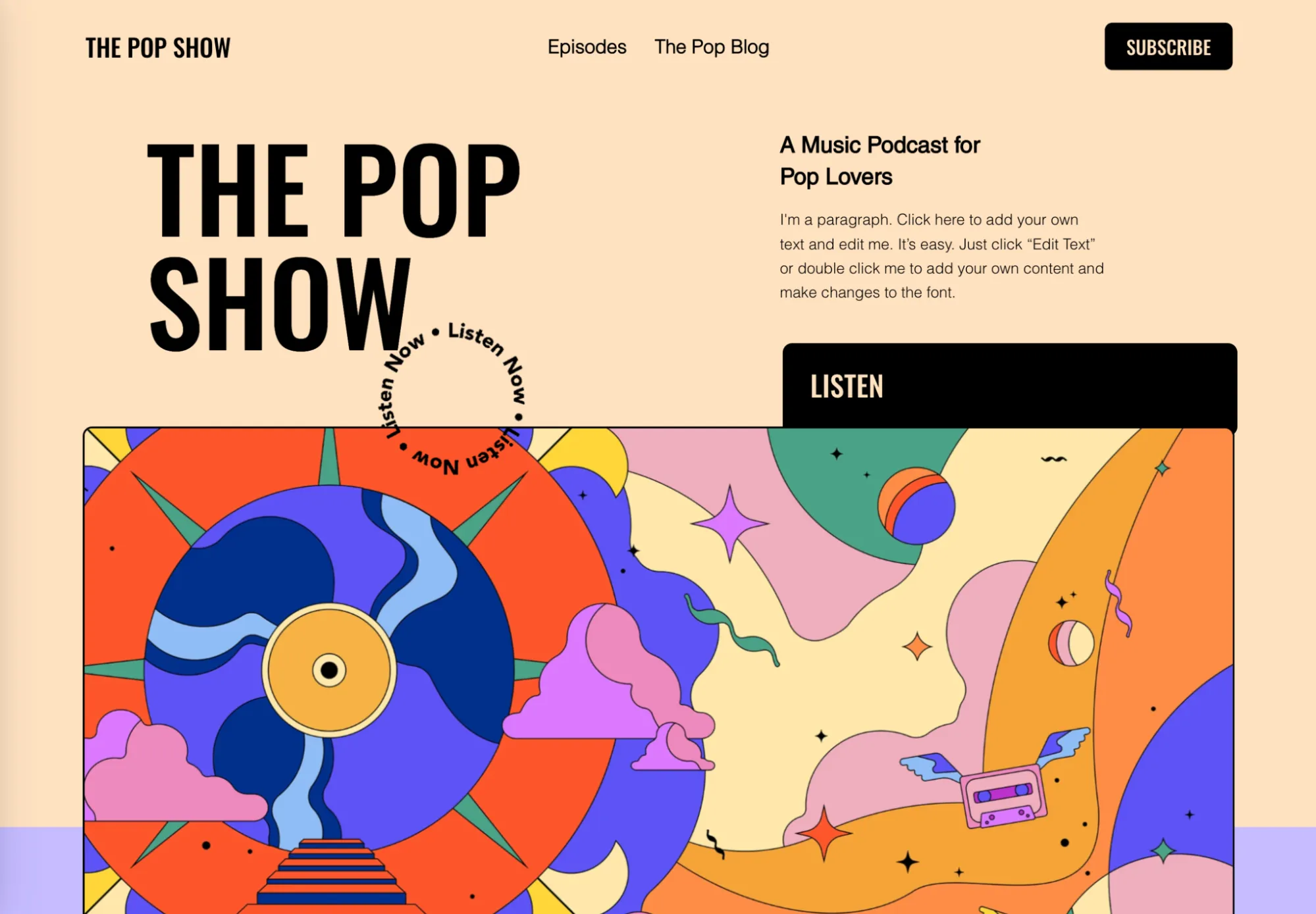 The Pop Show podcast website template