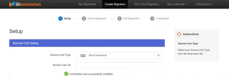 Setup WooCommerce as a Source Cart