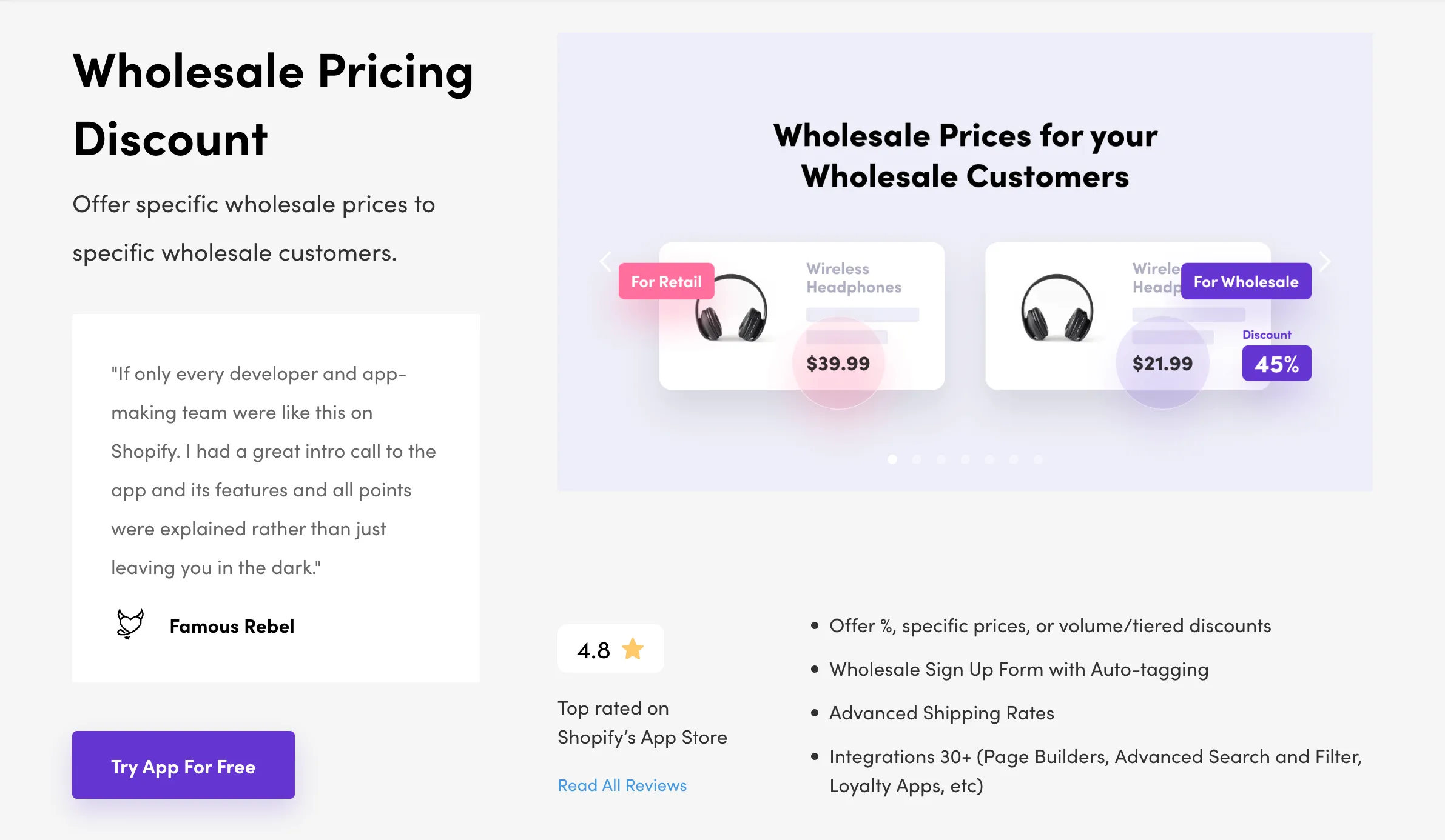 Shopify apps for wholesalers: Wholesale Pricing Discount