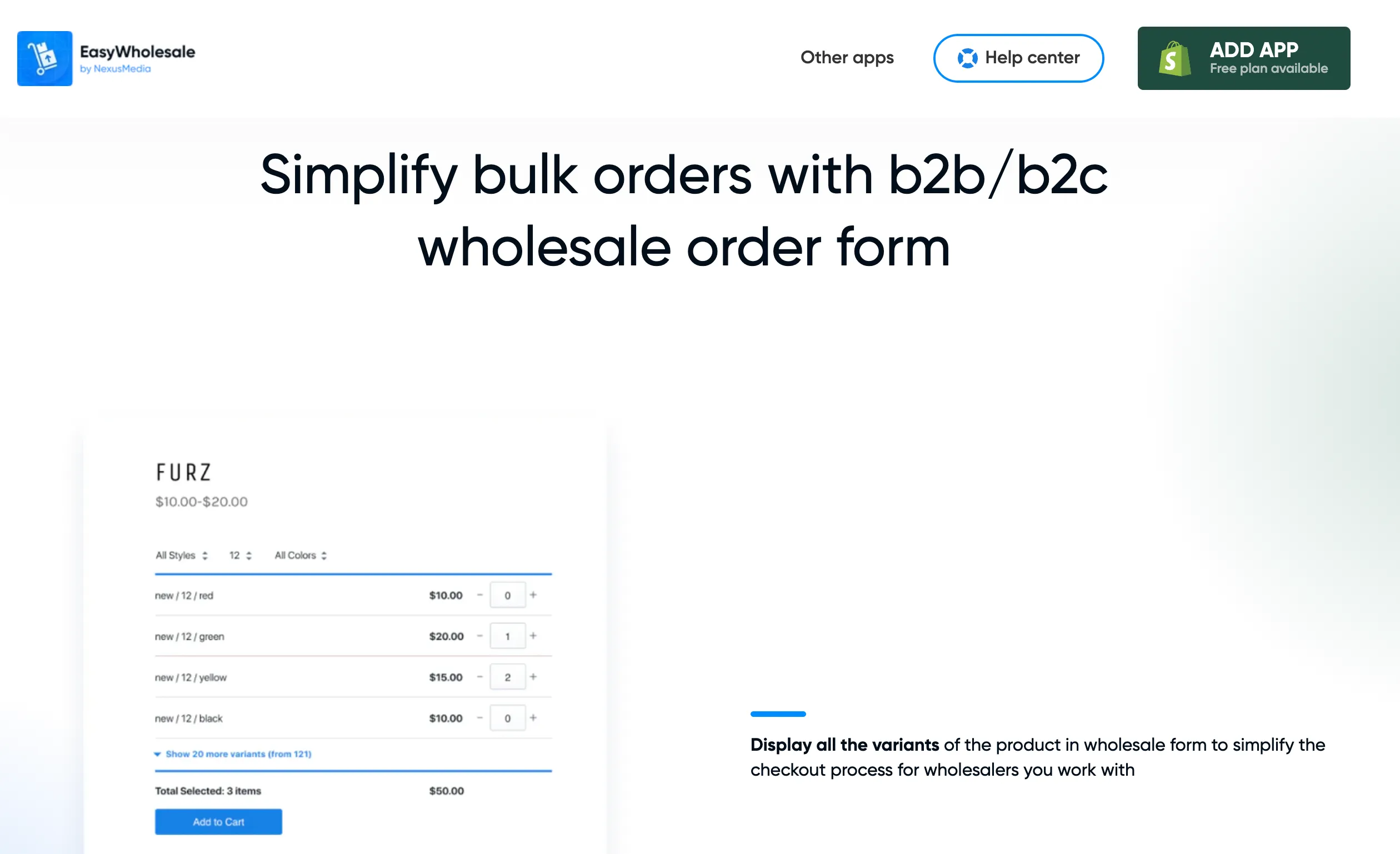 best shopify wholesale app: Easy: Wholesale Bulk Order Form