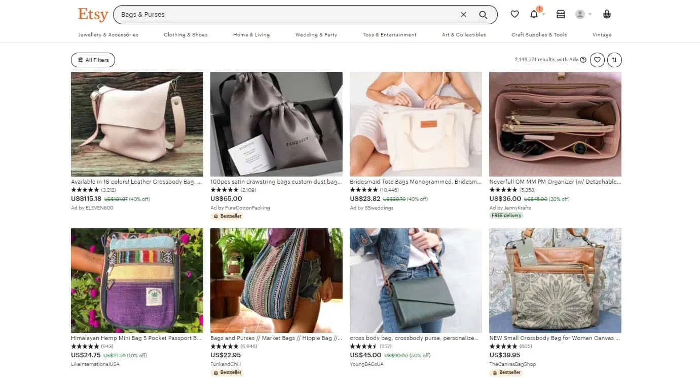 Handmade bags are every woman's favorite accessory, but are they big on Etsy?  - Sale Samurai - Etsy SEO Analytics & Keyword Search Volume