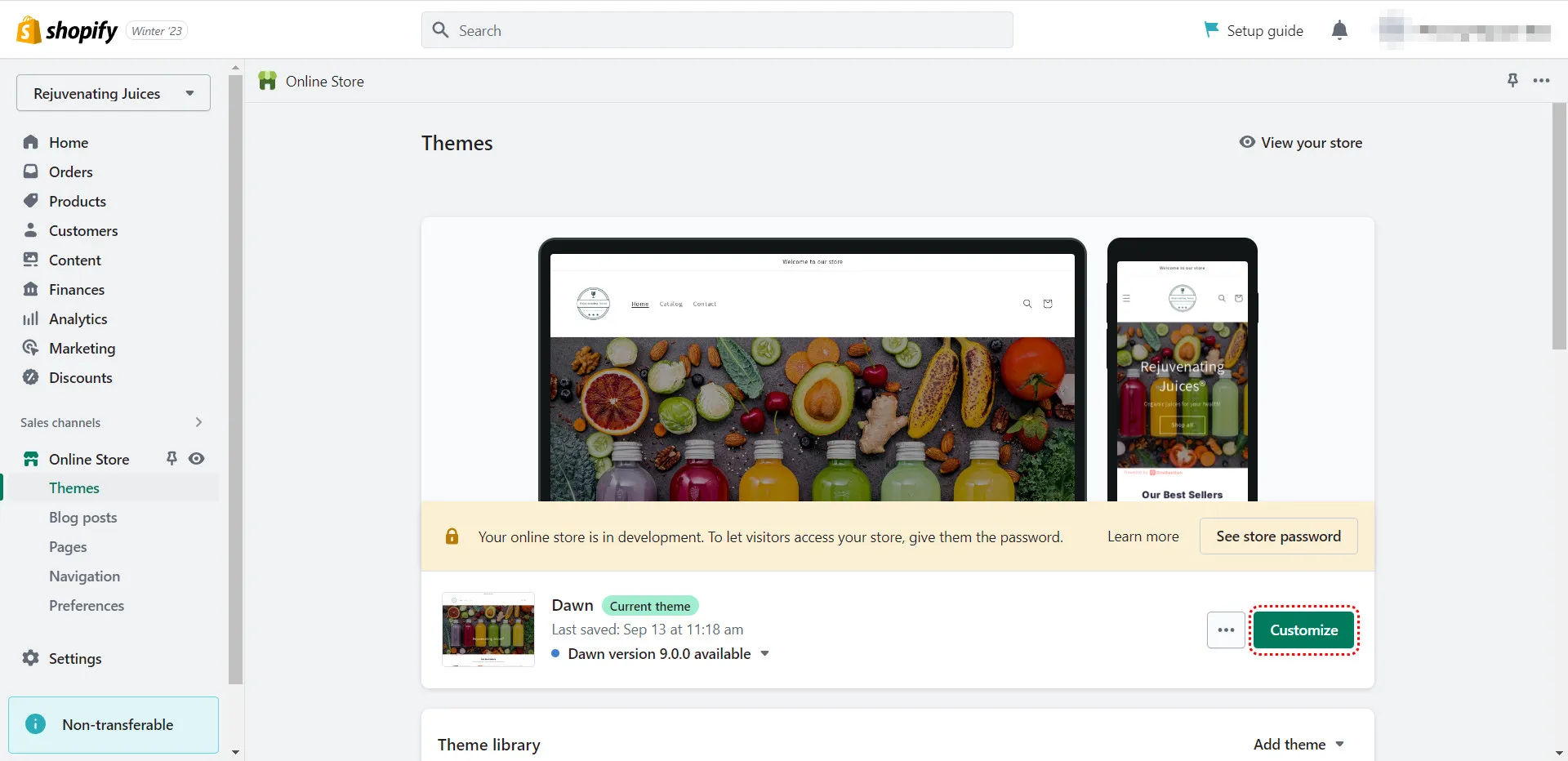 Edit Shopify products page with theme setting - Step 1