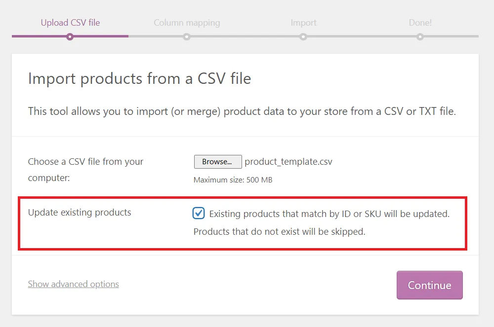 How to import products to WooCommerce update existing