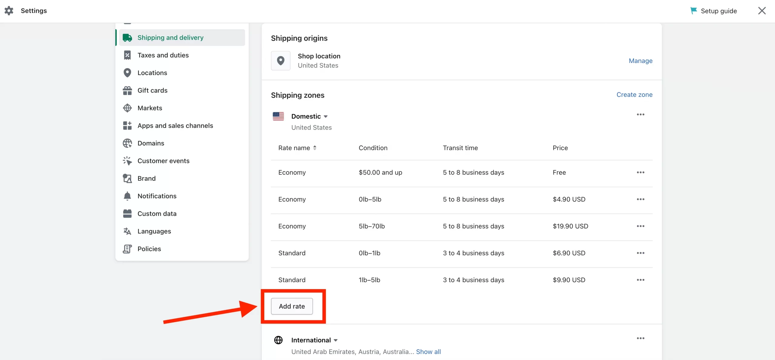 how to add free shipping on Shopify