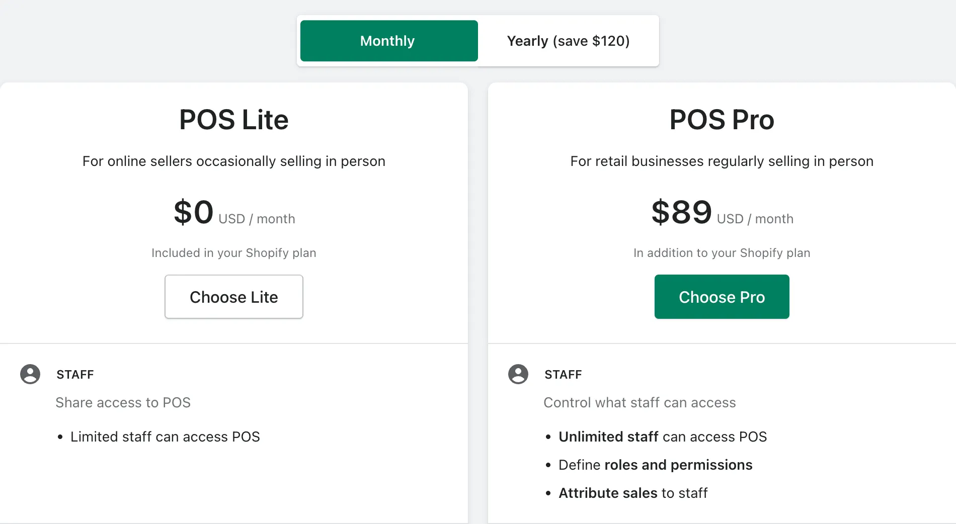 POS pricing plan