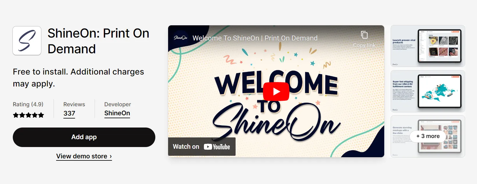 free shopify apps shineon 