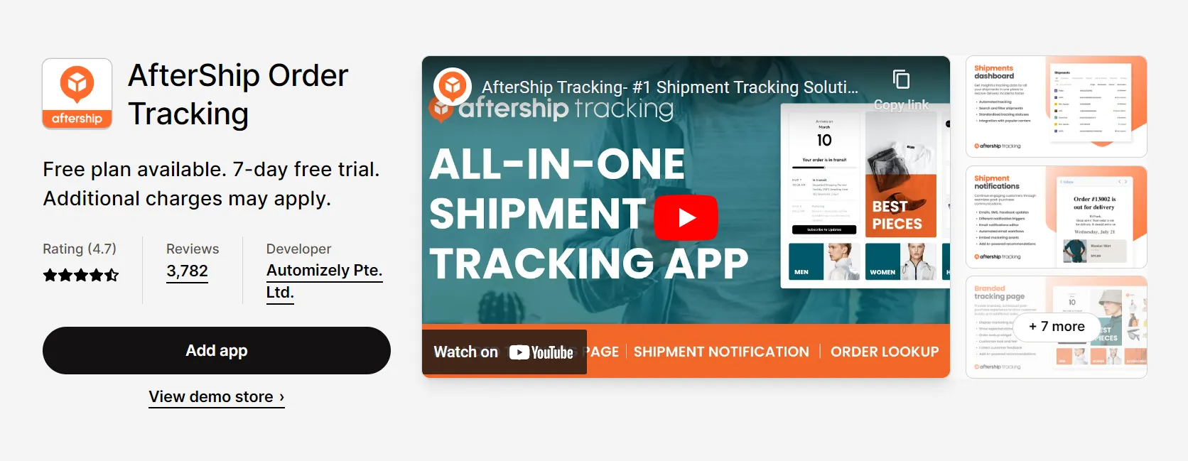 free shopify apps aftership