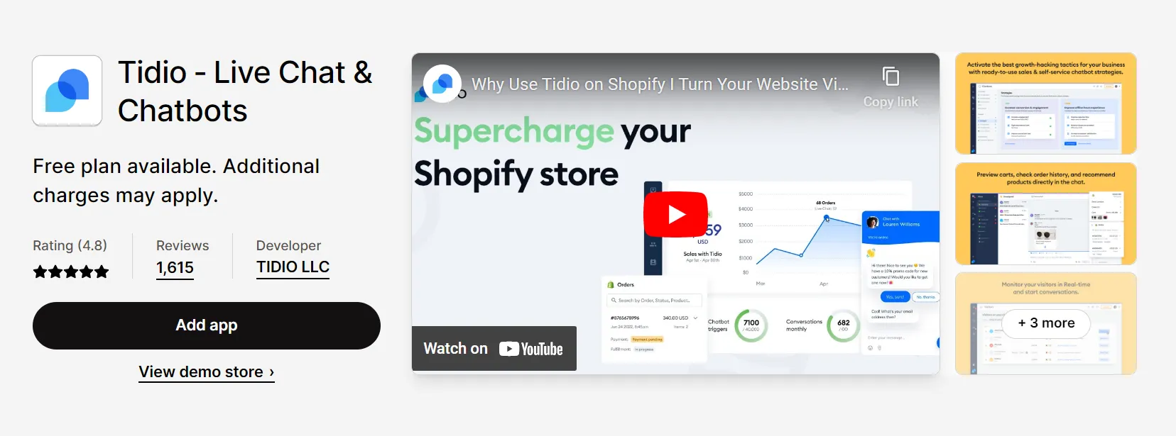 free shopify apps tidio
