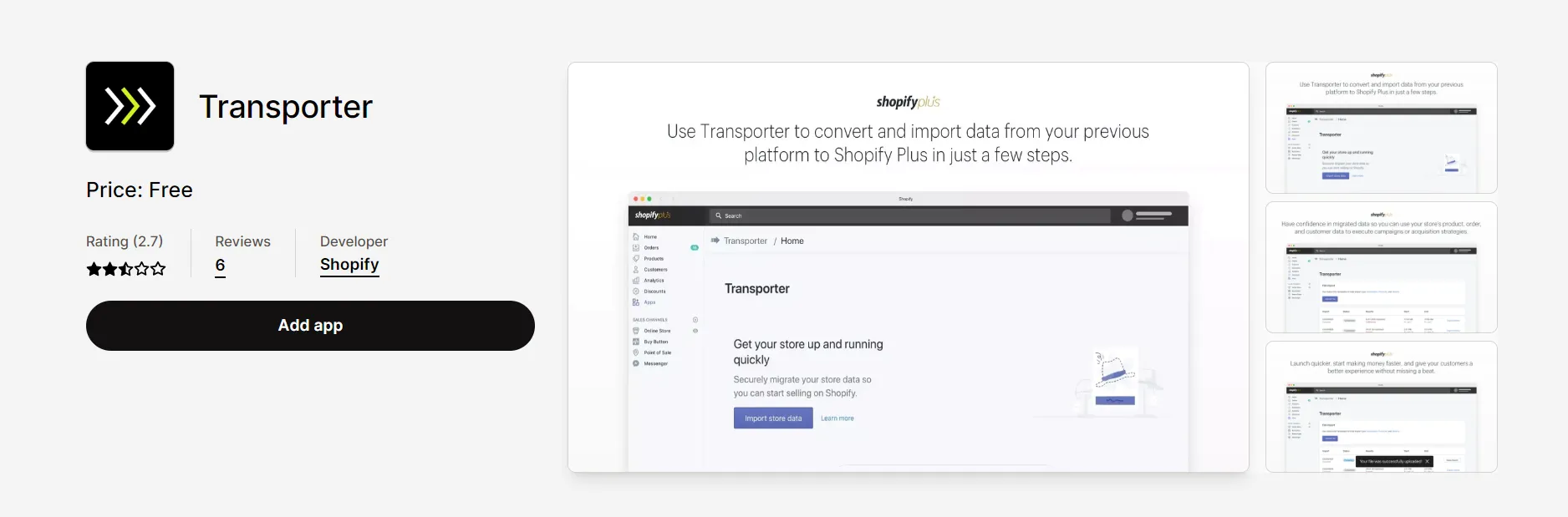 Shopify Transporter App