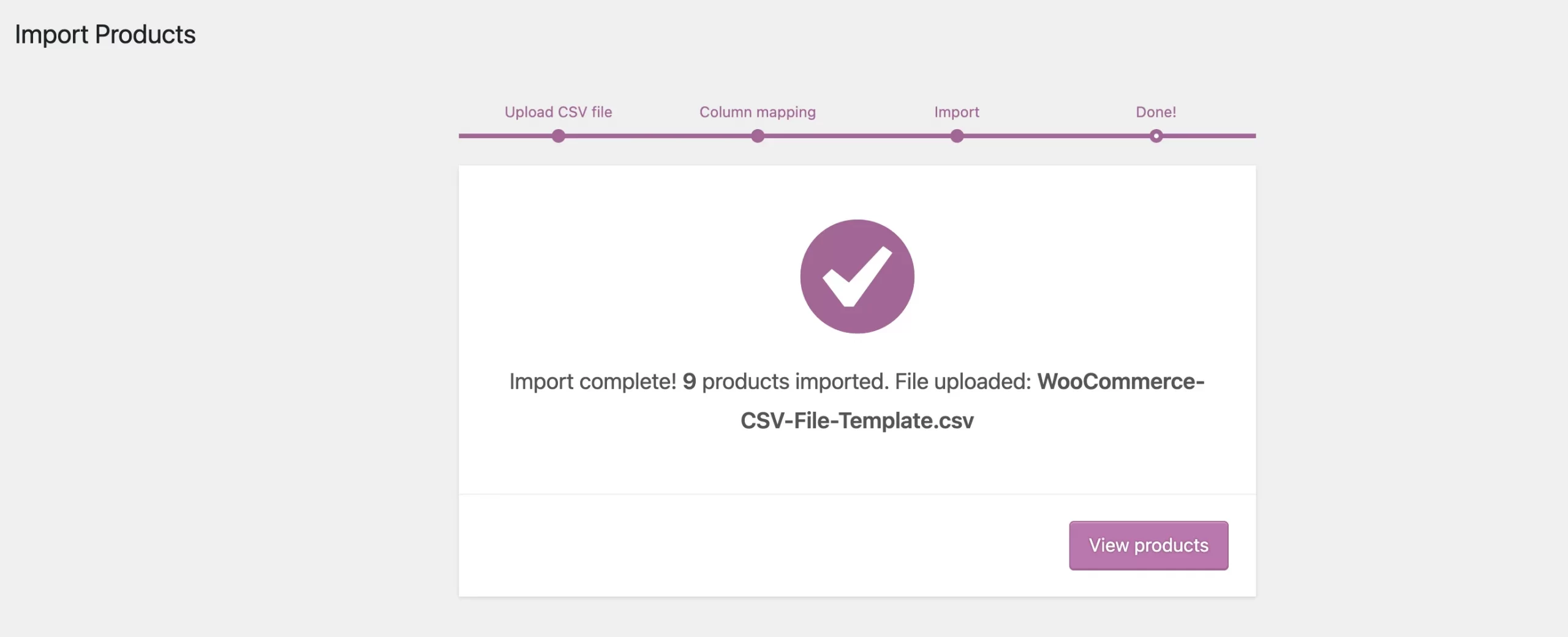 WooCommerce CSV import successfully