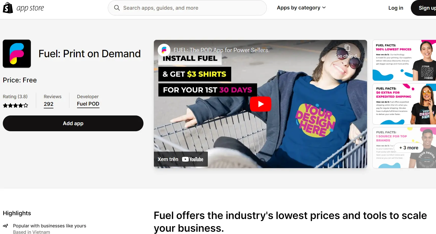 Fuel - best print on demand apps for shopify