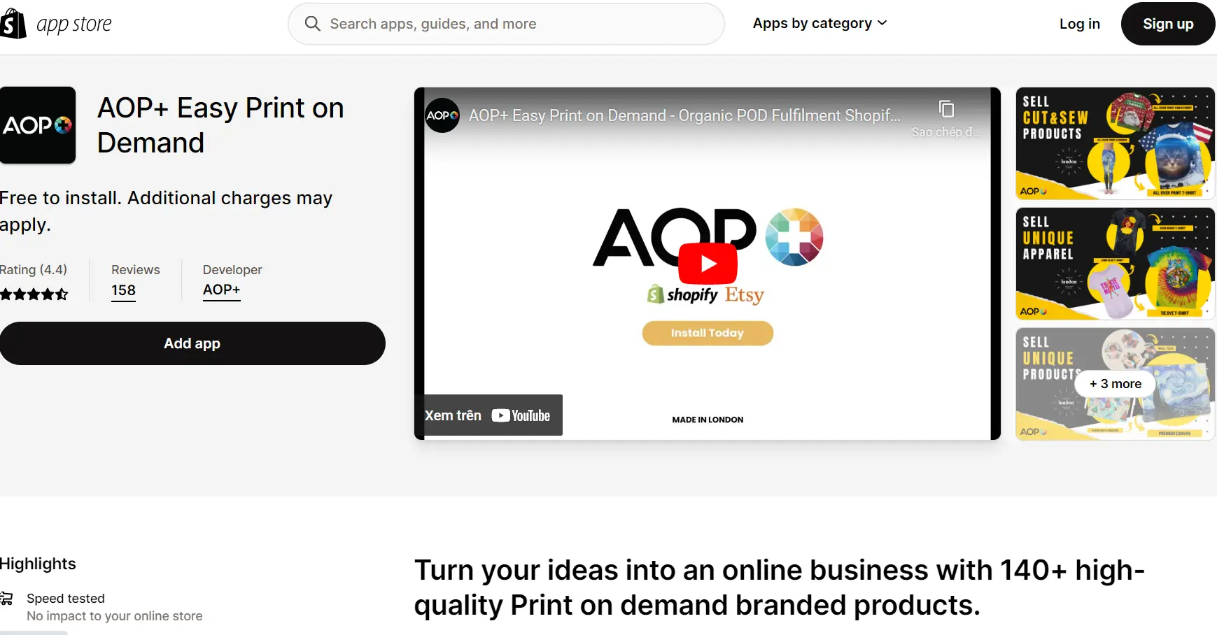 AOP+ Easy: best print on demand apps for shopify