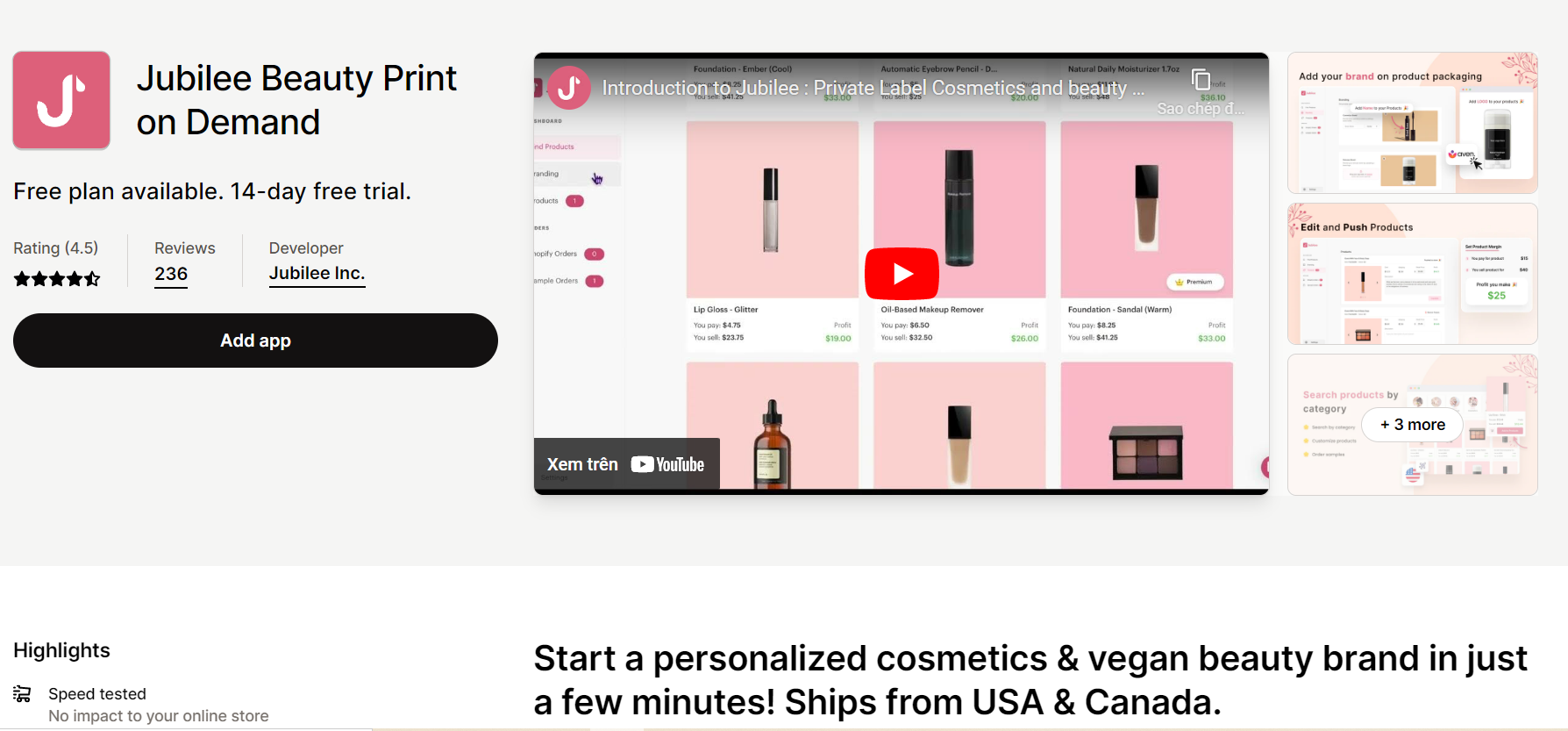 Jubilee beauty Print on demand - best print on demand apps for shopify