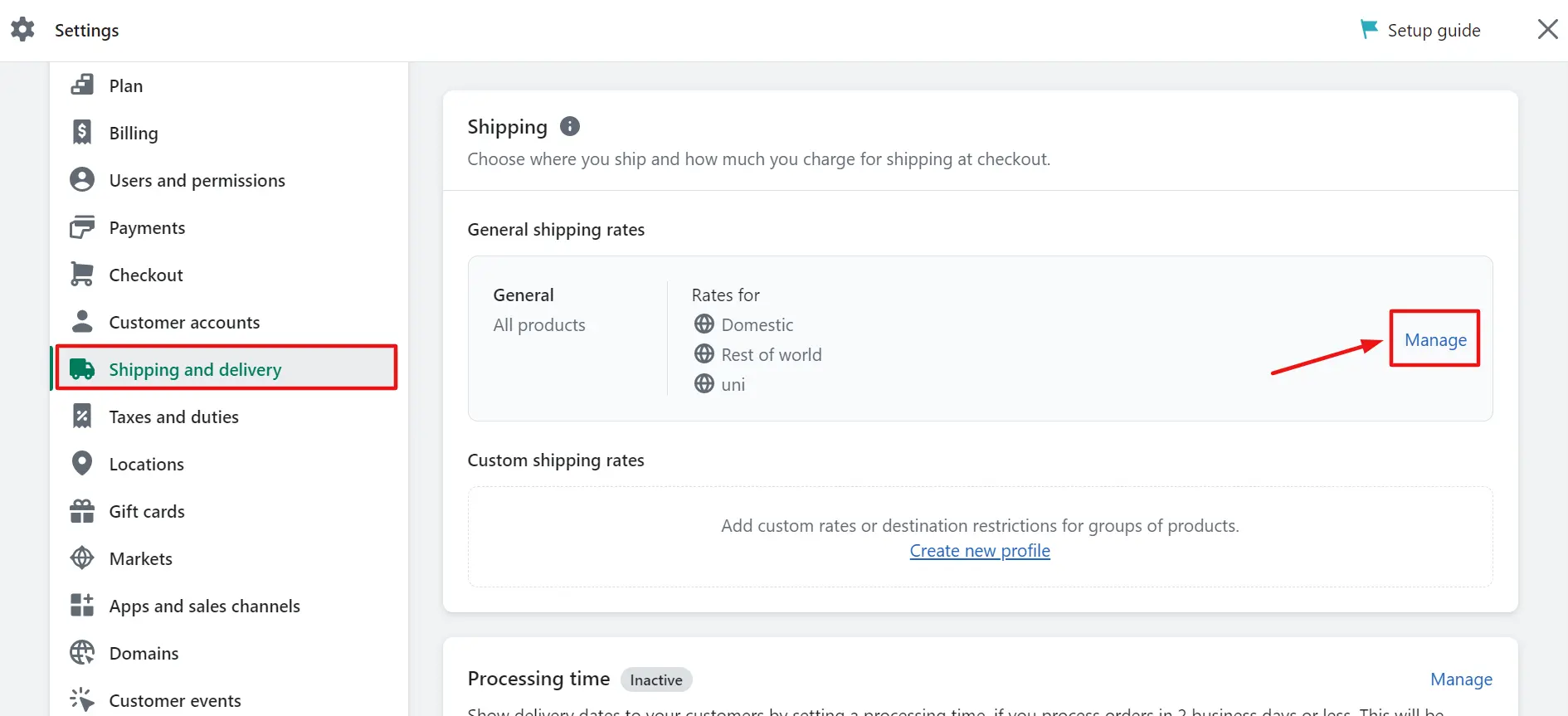 manage shipping and delivery to add free shipping