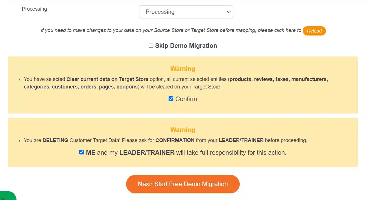 Step 3a: Start Demo Migration (optional)