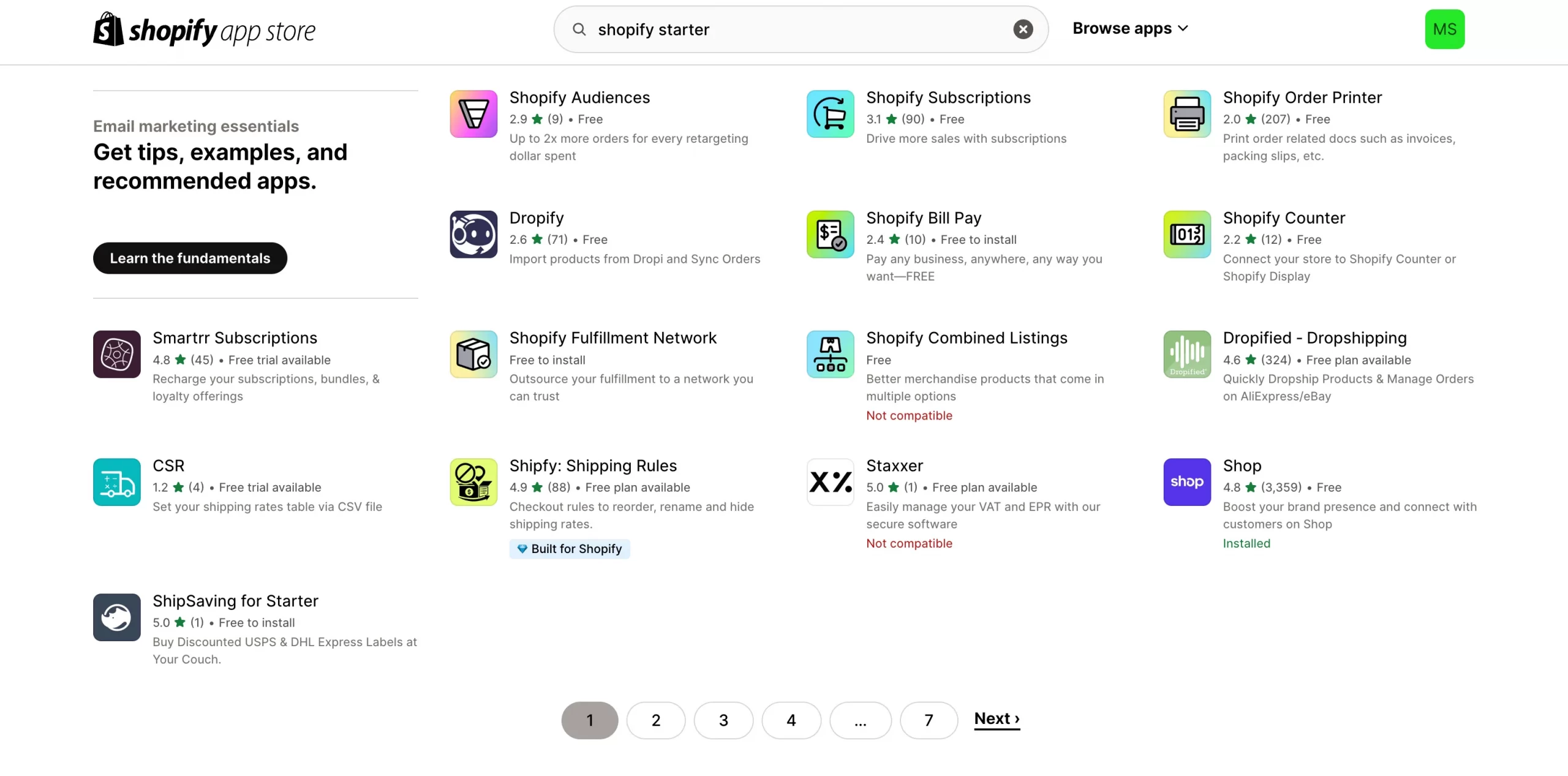shopify apps for shopify starter plan