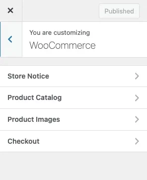 3 sections of WooCommerce Customizer