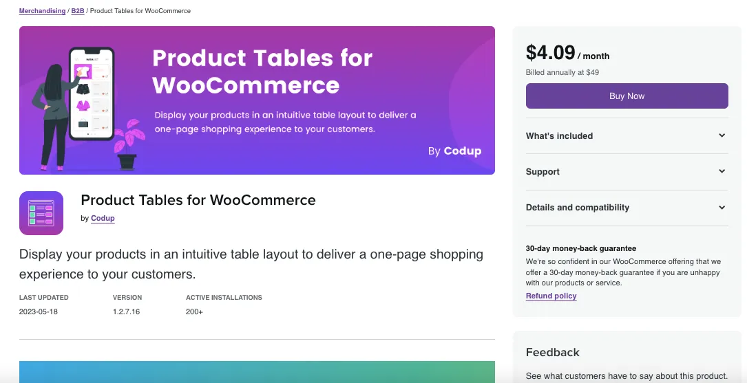 Products Table for WooCommerce