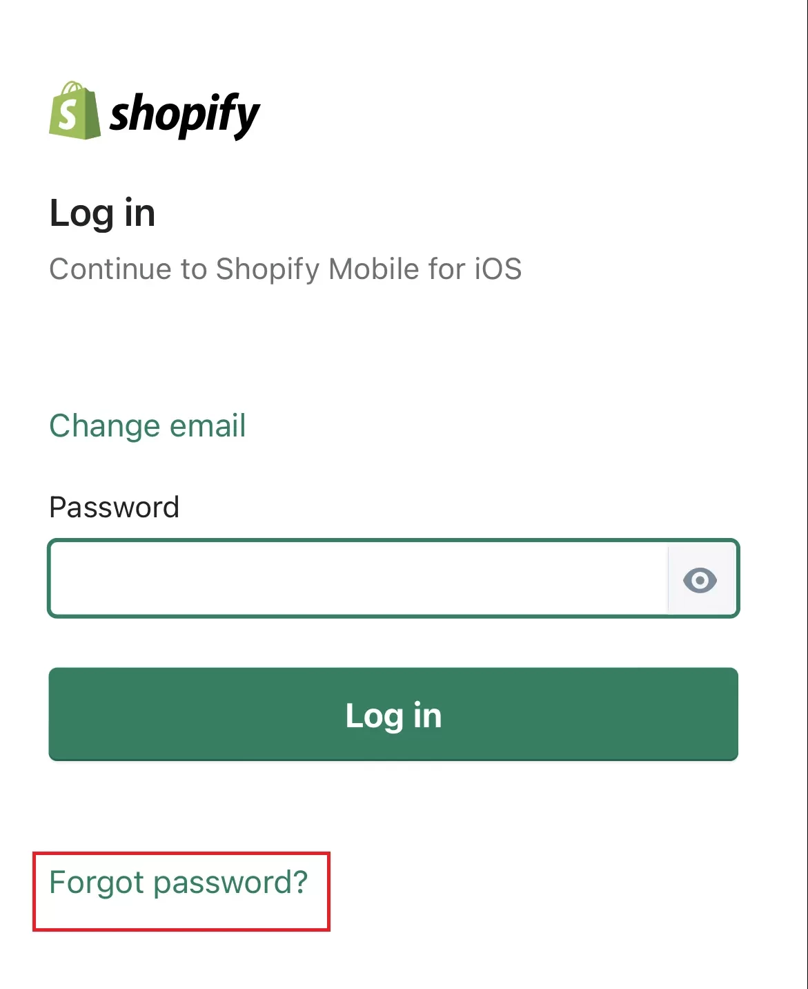 Forgot password Shopify app